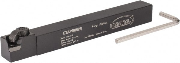 Hertel - CTAP, Right Hand Cut, 3° Lead Angle, 1/2" Shank Height x 1/2" Shank Width, Positive Rake Indexable Turning Toolholder - 4-1/2" OAL, TP..22 Insert Compatibility, Series Clamp Type - Exact Tooling