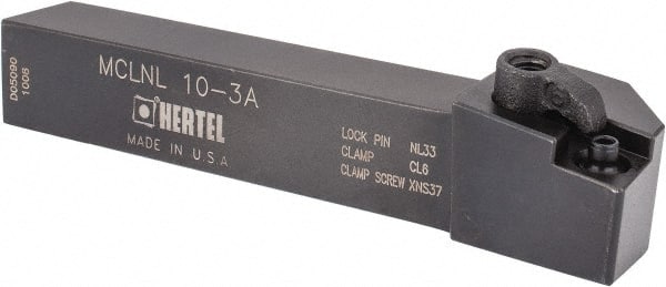 Hertel - MCLN, Left Hand Cut, 5° Lead Angle, 5/8" Shank Height x 5/8" Shank Width, Negative Rake Indexable Turning Toolholder - 4" OAL, CN..32. Insert Compatibility, Series Multi-Option - Exact Tooling