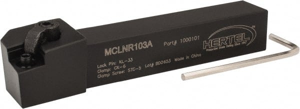 Hertel - MCLN, Right Hand Cut, 5° Lead Angle, 5/8" Shank Height x 5/8" Shank Width, Negative Rake Indexable Turning Toolholder - 4" OAL, CN..32. Insert Compatibility, Series Multi-Option - Exact Tooling