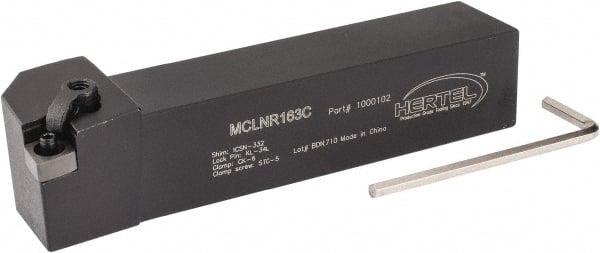 Hertel - MCLN, Right Hand Cut, 5° Lead Angle, 1" Shank Height x 1" Shank Width, Negative Rake Indexable Turning Toolholder - 5" OAL, CN..32. Insert Compatibility, Series Multi-Option - Exact Tooling