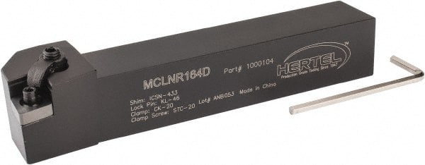 Hertel - MCLN, Right Hand Cut, 5° Lead Angle, 1" Shank Height x 1" Shank Width, Negative Rake Indexable Turning Toolholder - 6" OAL, CN..43. Insert Compatibility, Series Multi-Option - Exact Tooling