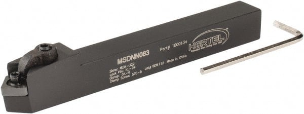 Hertel - MSDN, Neutral Cut, 0° Lead Angle, 1/2" Shank Height x 1/2" Shank Width, Negative Rake Indexable Turning Toolholder - 4-1/2" OAL, SN..32. Insert Compatibility, Series Multi-Option - Exact Tooling