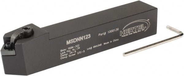 Hertel - MSDN, Neutral Cut, 0° Lead Angle, 3/4" Shank Height x 3/4" Shank Width, Negative Rake Indexable Turning Toolholder - 4-1/2" OAL, SN..32. Insert Compatibility, Series Multi-Option - Exact Tooling
