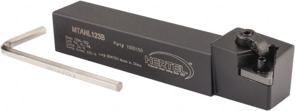 Hertel - MTAN, Left Hand Cut, 3° Lead Angle, 3/4" Shank Height x 3/4" Shank Width, Negative Rake Indexable Turning Toolholder - 4-1/2" OAL, TN..33. Insert Compatibility, Screw or Clamp Holding Method - Exact Tooling