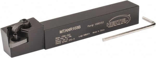 Hertel - MTAN, Right Hand Cut, 3° Lead Angle, 5/8" Shank Height x 5/8" Shank Width, Negative Rake Indexable Turning Toolholder - 4-1/2" OAL, TN..33. Insert Compatibility, Series Multi-Option - Exact Tooling