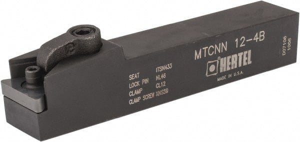 Hertel - MTCN, Neutral Cut, 0° Lead Angle, 3/4" Shank Height x 3/4" Shank Width, Negative Rake Indexable Turning Toolholder - 6" OAL, TN..43. Insert Compatibility, Series Multi-Option - Exact Tooling