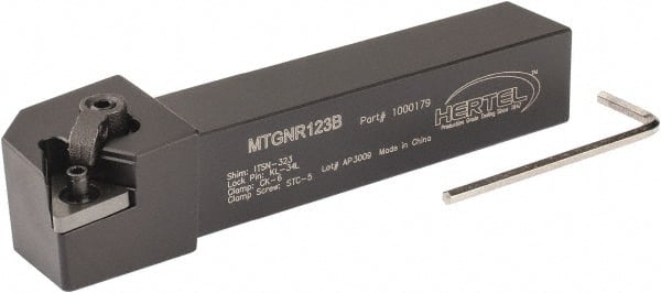 Hertel - MTGN, Right Hand Cut, 3° Lead Angle, 3/4" Shank Height x 3/4" Shank Width, Negative Rake Indexable Turning Toolholder - 4-1/2" OAL, TN..33. Insert Compatibility, Series Multi-Option - Exact Tooling