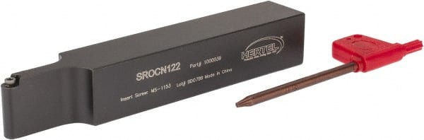 Hertel - SROC, Neutral Cut, 0° Lead Angle, 3/4" Shank Height x 3/4" Shank Width, Neutral Rake Indexable Turning Toolholder - 4-1/2" OAL, RC..21.5. Insert Compatibility, Series Screw-Type - Exact Tooling