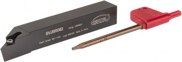 Hertel - SVJB, Right Hand Cut, 3° Lead Angle, 1/2" Shank Height x 1/2" Shank Width, Neutral Rake Indexable Turning Toolholder - 3-1/2" OAL, VB..22. Insert Compatibility, Series Screw-Type - Exact Tooling