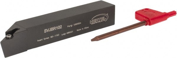 Hertel - SVJB, Right Hand Cut, 3° Lead Angle, 5/8" Shank Height x 5/8" Shank Width, Neutral Rake Indexable Turning Toolholder - 4" OAL, VB..22. Insert Compatibility, Series Screw-Type - Exact Tooling