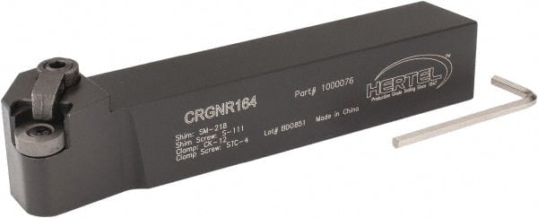 Hertel - CRGN, Right Hand Cut, 8° Lead Angle, 1" Shank Height x 1" Shank Width, Negative Rake Indexable Turning Toolholder - 6" OAL, RN..42 Insert Compatibility, Series Clamp Type - Exact Tooling