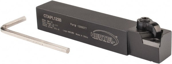 Hertel - CTAP, Left Hand Cut, 3° Lead Angle, 3/4" Shank Height x 3/4" Shank Width, Neutral Rake Indexable Turning Toolholder - 4-1/2" OAL, TP..32. Insert Compatibility, Series Clamp Type - Exact Tooling