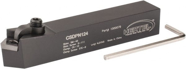 Hertel - CSDP, Neutral Cut, 3/4" Shank Height x 3/4" Shank Width, Positive Rake Indexable Turning Toolholder - 4-1/2" OAL, SP.. 422 Insert Compatibility, Series Clamp Type - Exact Tooling
