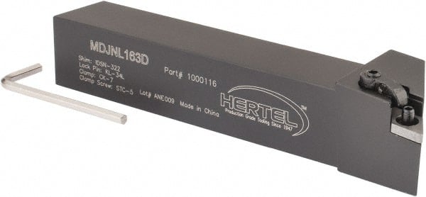 Hertel - MDJN, Left Hand Cut, 3° Lead Angle, 1" Shank Height x 1" Shank Width, Negative Rake Indexable Turning Toolholder - 6" OAL, DN..33. Insert Compatibility, Series Multi-Option - Exact Tooling