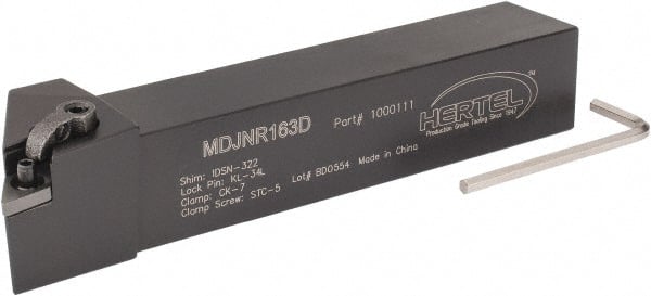 Hertel - MDJN, Right Hand Cut, 3° Lead Angle, 1" Shank Height x 1" Shank Width, Negative Rake Indexable Turning Toolholder - 6" OAL, DN..33. Insert Compatibility, Series Multi-Option - Exact Tooling