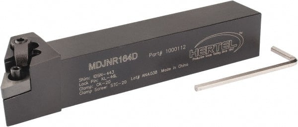 Hertel - MDJN, Right Hand Cut, 3° Lead Angle, 1" Shank Height x 1" Shank Width, Negative Rake Indexable Turning Toolholder - 6" OAL, DN..43. Insert Compatibility, Series Multi-Option - Exact Tooling