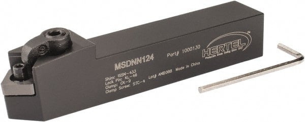 Hertel - MSDN, Neutral Cut, 0° Lead Angle, 3/4" Shank Height x 3/4" Shank Width, Negative Rake Indexable Turning Toolholder - 4-1/2" OAL, SN..43. Insert Compatibility, Series Multi-Option - Exact Tooling