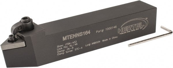 Hertel - MTEN, Neutral Cut, 0° Lead Angle, 1" Shank Height x 1" Shank Width, Negative Rake Indexable Turning Toolholder - 6" OAL, TN..43. Insert Compatibility, Series Multi-Option - Exact Tooling