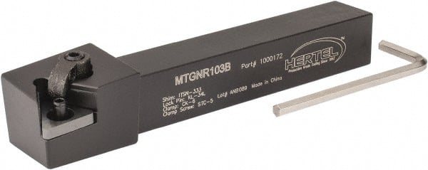 Hertel - MTGN, Right Hand Cut, 3° Lead Angle, 5/8" Shank Height x 5/8" Shank Width, Negative Rake Indexable Turning Toolholder - 4-1/2" OAL, TN..33. Insert Compatibility, Series Multi-Option - Exact Tooling