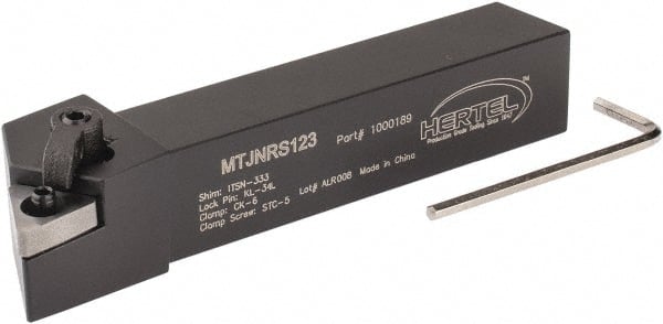 Hertel - MTJN, Right Hand Cut, 3° Lead Angle, 3/4" Shank Height x 3/4" Shank Width, Negative Rake Indexable Turning Toolholder - 4-1/2" OAL, TN..33. Insert Compatibility, Series Multi-Option - Exact Tooling