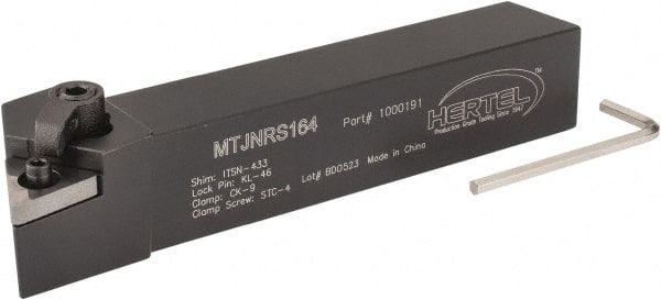 Hertel - MTJN, Right Hand Cut, 3° Lead Angle, 1" Shank Height x 1" Shank Width, Negative Rake Indexable Turning Toolholder - 6" OAL, TN..43. Insert Compatibility, Series Multi-Option - Exact Tooling