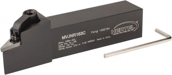 Hertel - MVJN, Right Hand Cut, 3° Lead Angle, 1" Shank Height x 1" Shank Width, Negative Rake Indexable Turning Toolholder - 5" OAL, VN..33. Insert Compatibility, Series Multi-Option - Exact Tooling