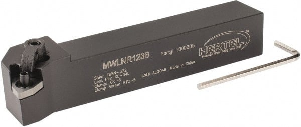 Hertel - MWLN, Right Hand Cut, 5° Lead Angle, 3/4" Shank Height x 3/4" Shank Width, Negative Rake Indexable Turning Toolholder - 4-1/2" OAL, WN..33. Insert Compatibility, Series Multi-Option - Exact Tooling