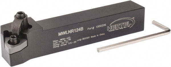 Hertel - MWLN, Right Hand Cut, 5° Lead Angle, 3/4" Shank Height x 3/4" Shank Width, Negative Rake Indexable Turning Toolholder - 4-1/2" OAL, WN..43. Insert Compatibility, Series Multi-Option - Exact Tooling