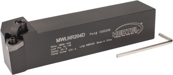 Hertel - MWLN, Right Hand Cut, 5° Lead Angle, 1-1/4" Shank Height x 1-1/4" Shank Width, Negative Rake Indexable Turning Toolholder - 6" OAL, WN..43. Insert Compatibility, Series Multi-Option - Exact Tooling