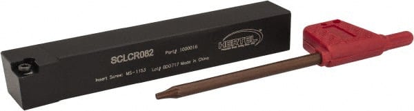 Hertel - SCLC, Right Hand Cut, 5° Lead Angle, 1/2" Shank Height x 1/2" Shank Width, Neutral Rake Indexable Turning Toolholder - 3-1/2" OAL, CC..21.5. Insert Compatibility, Series Screw-Type - Exact Tooling