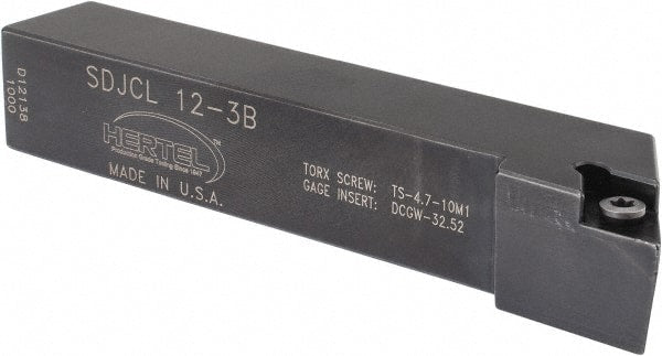 Hertel - SDJC, Left Hand Cut, 3° Lead Angle, 3/4" Shank Height x 3/4" Shank Width, Neutral Rake Indexable Turning Toolholder - 4-1/2" OAL, DC..32.5. Insert Compatibility, Series Screw-Type - Exact Tooling