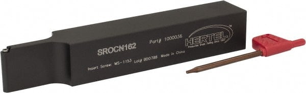 Hertel - SROC, Neutral Cut, 0° Lead Angle, 1" Shank Height x 1" Shank Width, Neutral Rake Indexable Turning Toolholder - 6" OAL, RC..21.5. Insert Compatibility, Series Screw-Type - Exact Tooling