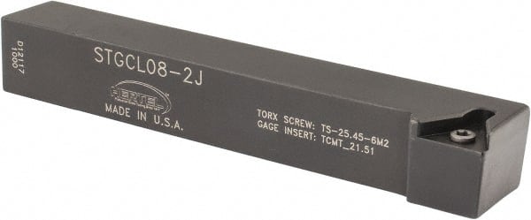 Hertel - STGC, Left Hand Cut, 3° Lead Angle, 1/2" Shank Height x 1/2" Shank Width, Neutral Rake Indexable Turning Toolholder - 3-1/2" OAL, TC..21.5. Insert Compatibility, Series Screw-Type - Exact Tooling