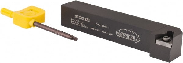 Hertel - STGC, Left Hand Cut, 3° Lead Angle, 3/4" Shank Height x 3/4" Shank Width, Neutral Rake Indexable Turning Toolholder - 4-1/2" OAL, TC..32.5. Insert Compatibility, Series Screw-Type - Exact Tooling