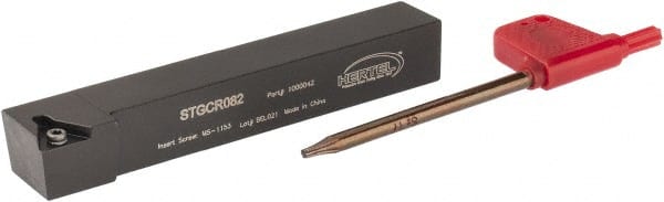 Hertel - STGC, Right Hand Cut, 3° Lead Angle, 1/2" Shank Height x 1/2" Shank Width, Neutral Rake Indexable Turning Toolholder - 3-1/2" OAL, TC..21.5. Insert Compatibility, Series Screw-Type - Exact Tooling