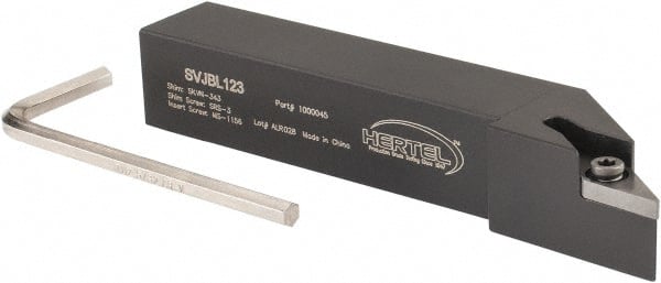 Hertel - SVJB, Left Hand Cut, 3° Lead Angle, 3/4" Shank Height x 3/4" Shank Width, Neutral Rake Indexable Turning Toolholder - 4-1/2" OAL, VB..33. Insert Compatibility, Series Screw-Type - Exact Tooling