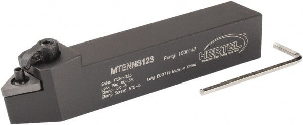 Hertel - MTEN, Neutral Cut, 0° Lead Angle, 3/4" Shank Height x 3/4" Shank Width, Negative Rake Indexable Turning Toolholder - 4-1/2" OAL, TN..33. Insert Compatibility, Series Multi-Option - Exact Tooling