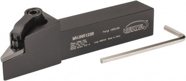 Hertel - MVJN, Right Hand Cut, 3° Lead Angle, 3/4" Shank Height x 3/4" Shank Width, Negative Rake Indexable Turning Toolholder - 4-1/2" OAL, VN..33. Insert Compatibility, Series Multi-Option - Exact Tooling