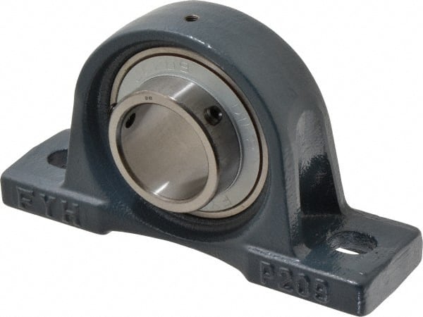 Value Collection - 1-3/4" ID, 4-3/16" OAW x 7-15/32" OAL x 4-3/16" OAH High Temperature Ball Bearing Pillow Block - 4,510 Lb Static Cap, 7,200 Lb Dyn Cap, 5-3/4" Btw Mnt Hole Ctrs, 2-1/8" Base-to-Ctr Ht, Cast Iron - Exact Tooling