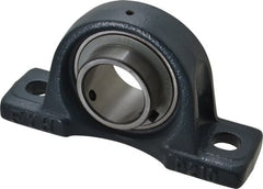 Value Collection - 1-15/16" ID, 4-7/16" OAW x 8-1/8" OAL x 4-7/16" OAH High Temperature Ball Bearing Pillow Block - 5,120 Lb Static Cap, 7,700 Lb Dyn Cap, 6-1/4" Btw Mnt Hole Ctrs, 2-1/4" Base-to-Ctr Ht, Cast Iron - Exact Tooling