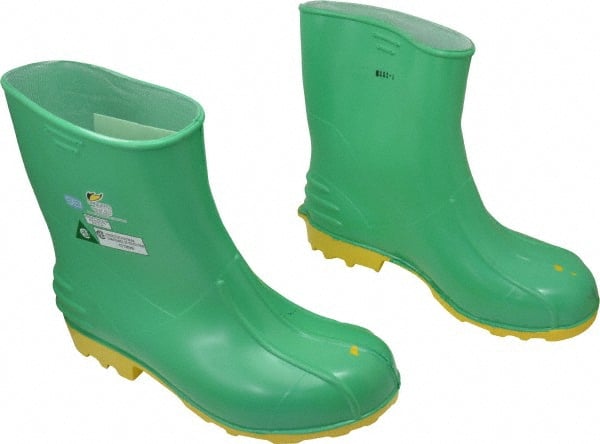 Dunlop Protective Footwear - Men's Size 13-15 Medium Width Steel Knee Boot - Green, PVC Upper, 11" High, Chemical Resistant, Non-Slip - Exact Tooling