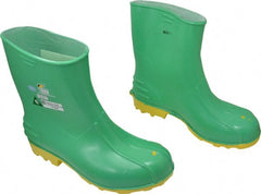 Dunlop Protective Footwear - Men's Size 13-15 Medium Width Steel Knee Boot - Green, PVC Upper, 11" High, Chemical Resistant, Non-Slip - Exact Tooling