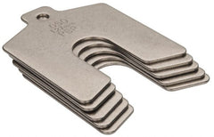 Made in USA - 5 Piece, 2 Inch Long x 2 Inch Wide x 0.05 Inch Thick, Slotted Shim Stock - Stainless Steel, 5/8 Inch Wide Slot - Exact Tooling