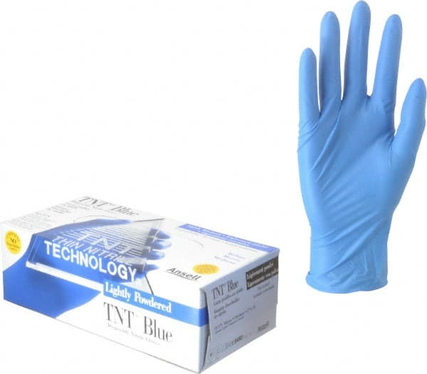 Ansell - Size M, 5 mil, Industrial Grade, Powdered Nitrile Disposable Gloves - Exact Tooling