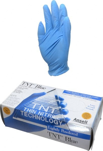 Ansell - Size L, 5 mil, Industrial Grade, Powdered Nitrile Disposable Gloves - Exact Tooling