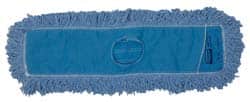 Rubbermaid - 48" Long x 5" Wide Yarn Blend Dust Mop Head - Slip-On/Slip-Through Backing, Blue, Twisted Loop Head - Exact Tooling