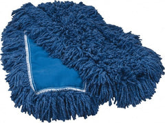 Rubbermaid - 36" Long x 5" Wide Synthetic Dust Mop Head - Slip-On/Slip-Through Backing, Blue, Twisted Loop Head - Exact Tooling