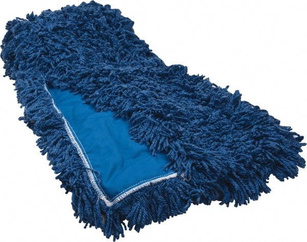 Rubbermaid - 60" Long x 5" Wide Synthetic Dust Mop Head - Slip-On/Slip-Through Backing, Blue, Twisted Loop Head - Exact Tooling