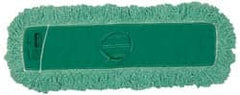 Rubbermaid - 36" Long x 5" Wide Yarn Blend Dust Mop Head - Slip-On/Slip-Through Backing, Green, Twisted Loop Head, Anti-Microbial - Exact Tooling