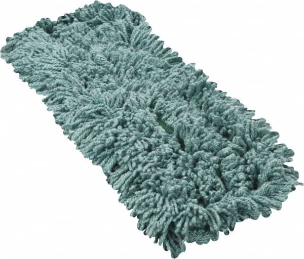 Rubbermaid - 24" Long x 5" Wide Yarn Blend Dust Mop Head - Slip-On/Slip-Through Backing, Green, Twisted Loop Head, Anti-Microbial - Exact Tooling